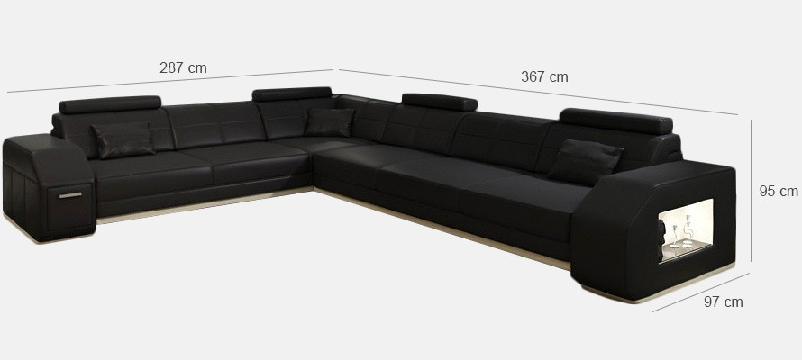 Sectional leather sofa couch upholstery seating corner suite living landscape Ebern S