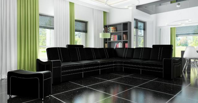 LEATHER SOFA XXL LIVING ROOM SET LEATHER CORNER COUCH SET CORNER SOFA UPHOLSTERY