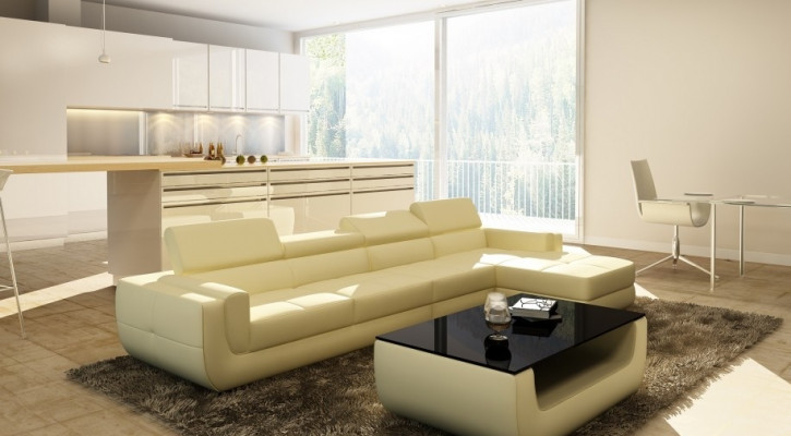 Corner sofa leather sofa living landscape L-shape sofa couch upholstery seat corner Tettau red