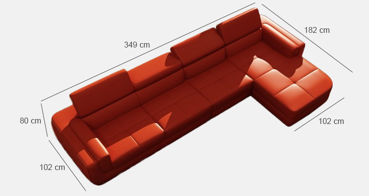Corner sofa leather sofa living landscape L-shape sofa couch upholstery seat corner Tettau red