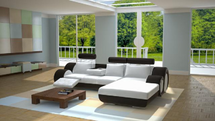 Designer suite living landscape corner couch sofa upholstered leather sofa sofas new