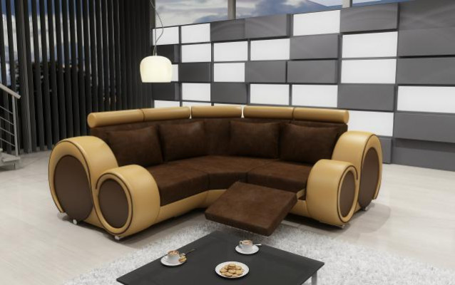 Corner leather textile fabric couch sofa set living landscape upholstery corner new LMII