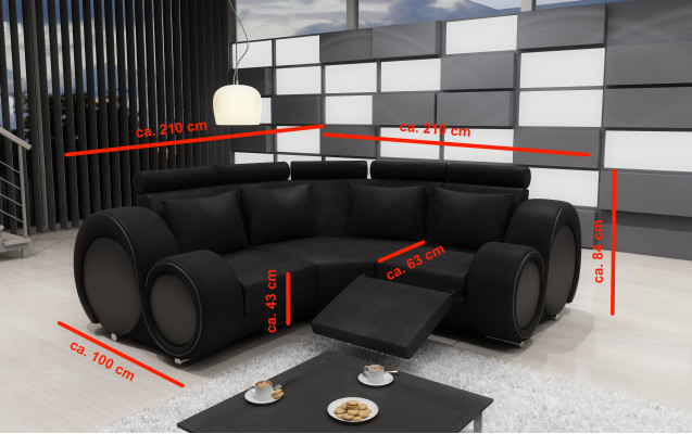 Corner leather textile fabric couch sofa set living landscape upholstery corner new LMII