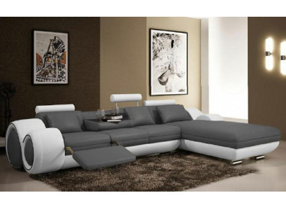 Sectional sofa living landscape couch leather sofa upholstery set corner - gray-white