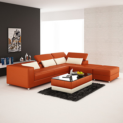 Leather sofa couch, living landscape sectional, corner sofa, corner suite, design modern sofa F3018