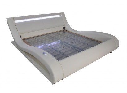 Luxury Leather Design Upholstered Double Beds Modern Illuminated King Bed