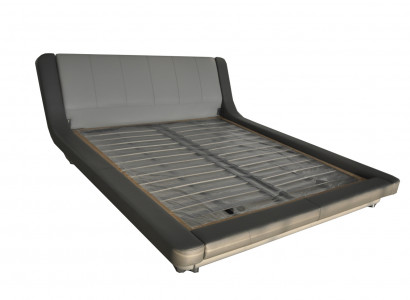 Double Luxury Leather Bed + USB Upholstered Beds Modern Hotel Multifunction LB8826