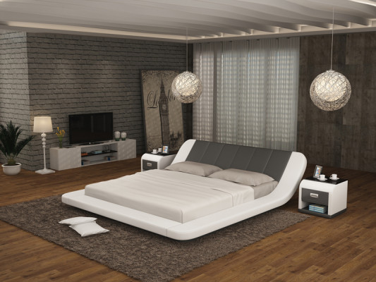 Leather bed with USB, upholstered beds luxury double marriage 140/160/180 LB8826