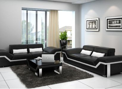 Leather sofa, sofa, couch, living landscape, 3+3 suite, modern design sofas, new