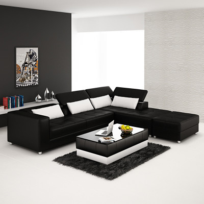Leather sofa couch, living landscape sectional, corner sofa, corner suite, design modern sofa F3018