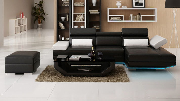 Leather sofa L-shape couch living landscape decor corner sofa suite modern design