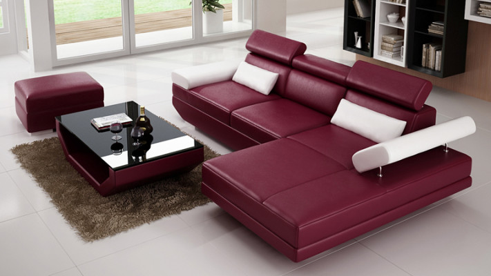 Leather sofa L-shape couch living landscape decor corner sofa suite modern design