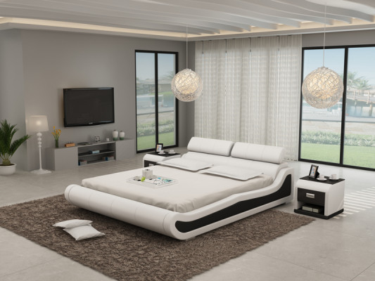 Luxury leather bed with USB upholstered double modern marital bed 140/160/180 cm