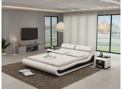 Luxury leather bed with USB upholstered double modern marital bed 140/160/180 cm