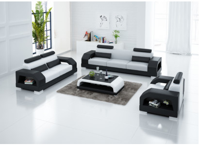 Leather sofa couch living area 3+2+1 seater suite design modern sofa G8001D