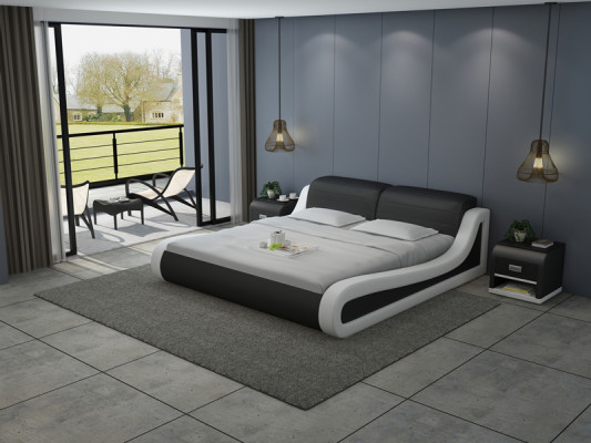 Leather bed with USB, upholstered beds, luxury double hotel marriage big 140/160/180 cm
