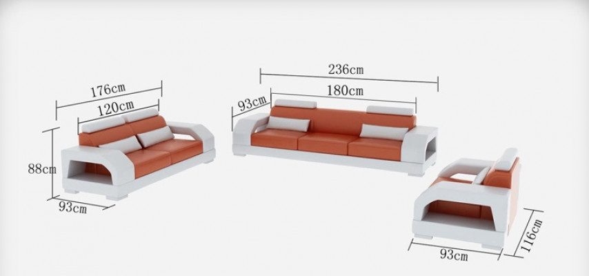 Leather sofa couch living area 3+2+1 seater suite design modern sofa G8001D