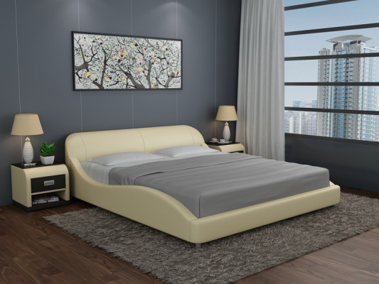 Design upholstered double bed modern beds bedroom with USB & shelf 200x210 cm