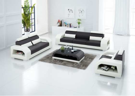 Leather sofa couch living area 3+2+1 seater suite design modern sofa G8001D