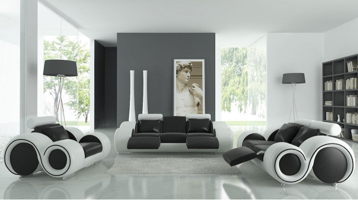 Leather Sofa Couch Living Room Set 3+2+1 Seater Suite Design Modern Sofa A1163D