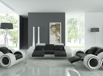 Leather Sofa Couch Living Room Set 3+2+1 Seater Suite Design Modern Sofa A1163D