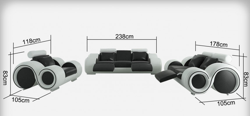 Leather Sofa Couch Living Room Set 3+2+1 Seater Suite Design Modern Sofa A1163D