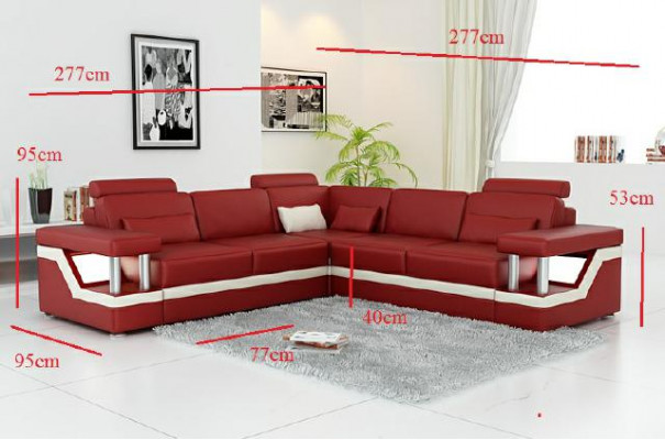 XXL leather sofa with USB upholstery living landscape corner couch leather corner sofa HAMBURG II