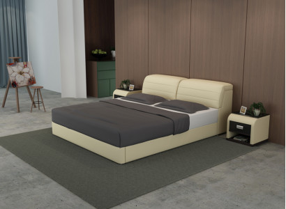 Leather bed with USB padding, luxury double bed 140/160/180 LB8827