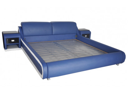 Double luxury design leather bed upholstery hotel beds modern multifunction
