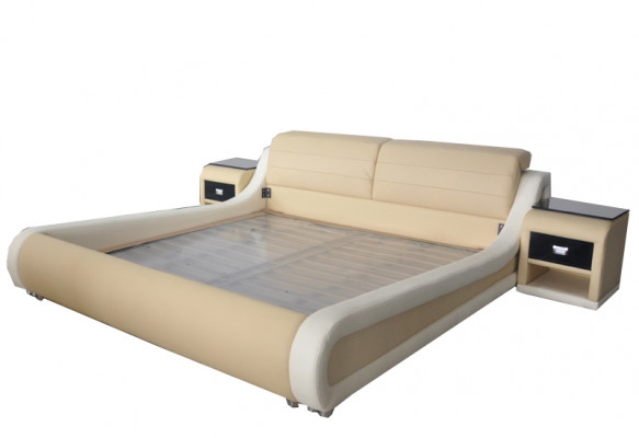 Double Luxury Design Leather Bed Hotel Upholstered Beds Modern Multifunction