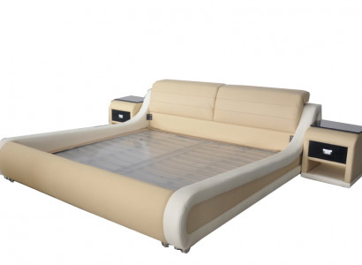 Double Luxury Design Leather Bed Hotel Upholstered Beds Modern Multifunction