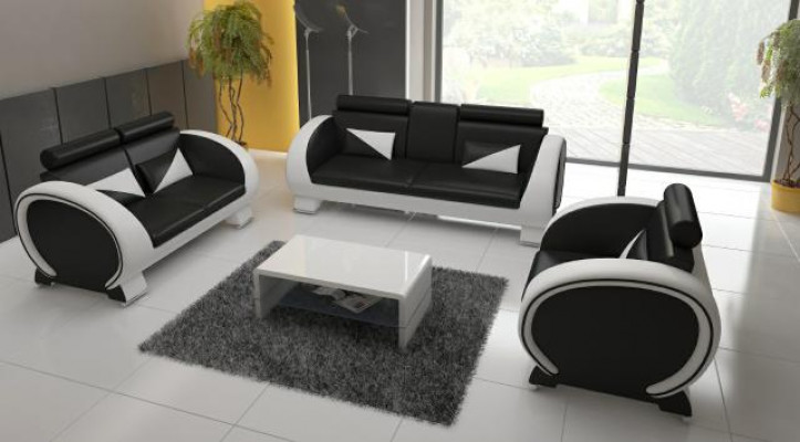 Leather Sofa Sofa + USB Sofa 3-Seater Relax Couch with Bar Function Designer Set