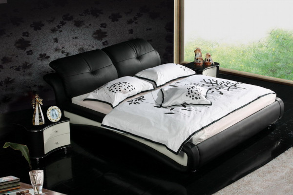 Double bed with USB, leather designer marital bed frame 1206