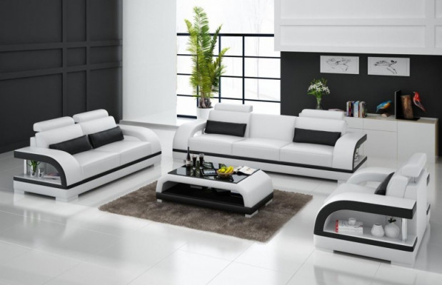 Designer sofa set leather sofa set 3+2+1 suite sofa couch new citadel white
