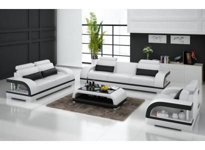 Designer sofa set leather sofa set 3+2+1 suite sofa couch new citadel white