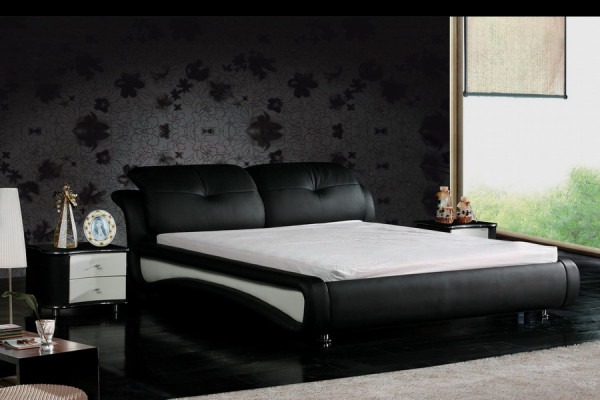 Double bed with USB, leather designer marital bed frame 1206