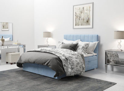 Box spring bed hotel double blue velvet luxury beds upholstered bed frame 180x200