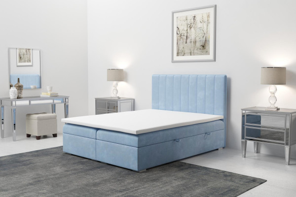 Box spring bed hotel double blue velvet luxury beds upholstered bed frame 180x200