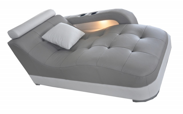 Designer leather chaise lounges + USB ottoman sofa genuine leather relax chaise