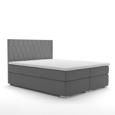 Box spring bed hotel double 180x200cm luxury beds upholstery function box gray