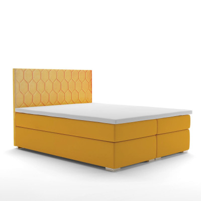 Box spring bed hotel double luxury beds upholstery function storage box yellow velvet