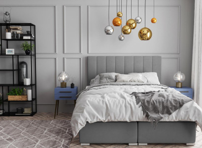 Box spring bed hotel double beds design upholstery box function gray