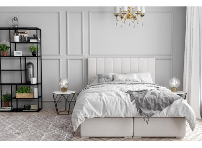 Box spring bed hotel double luxury beds upholstered bed box function beige new