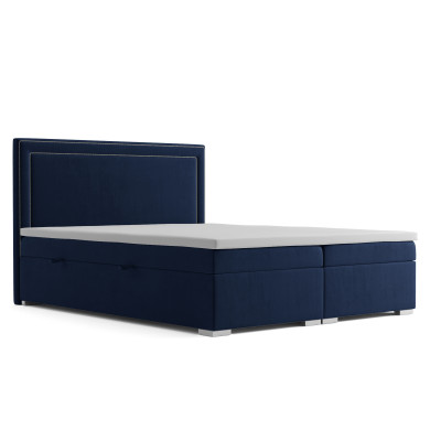 Box spring bed hotel double design beds luxury upholstery box function blue new