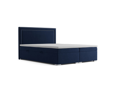 Box spring bed hotel double design beds luxury upholstery box function blue new