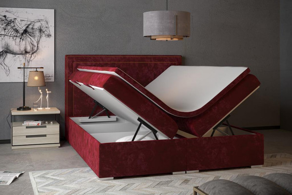 Box spring bed hotel double design beds luxury upholstery box function blue new