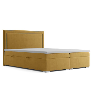 Box spring design bed hotel double beds luxury upholstered bed box function yellow