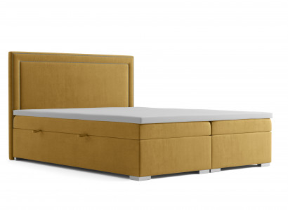 Box spring design bed hotel double beds luxury upholstered bed box function yellow