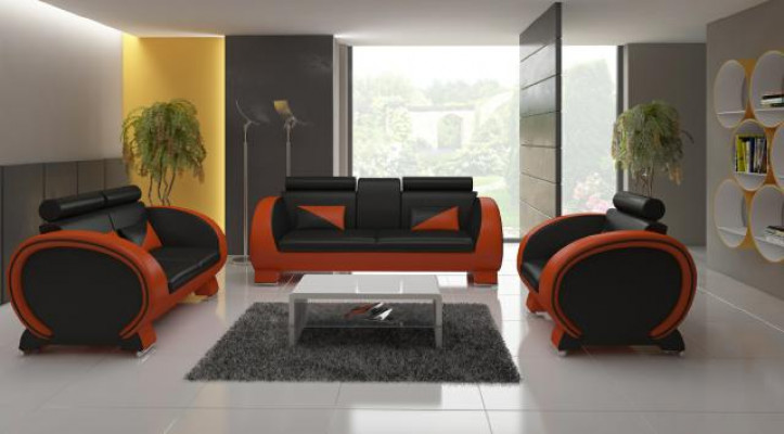 Leather sofa with bar function designer set couch sofa 3-seater relax couch