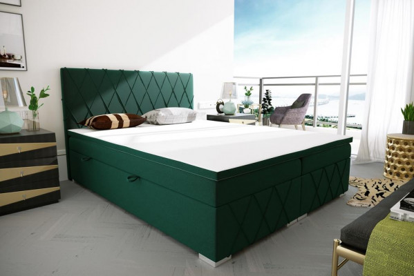 Double Bed Complete Set Mattress Box Spring Topper Beds Function Box Green